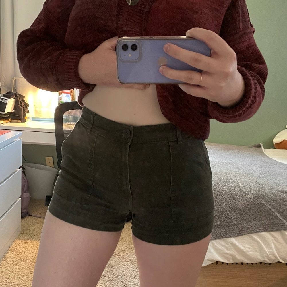 green khaki shorts